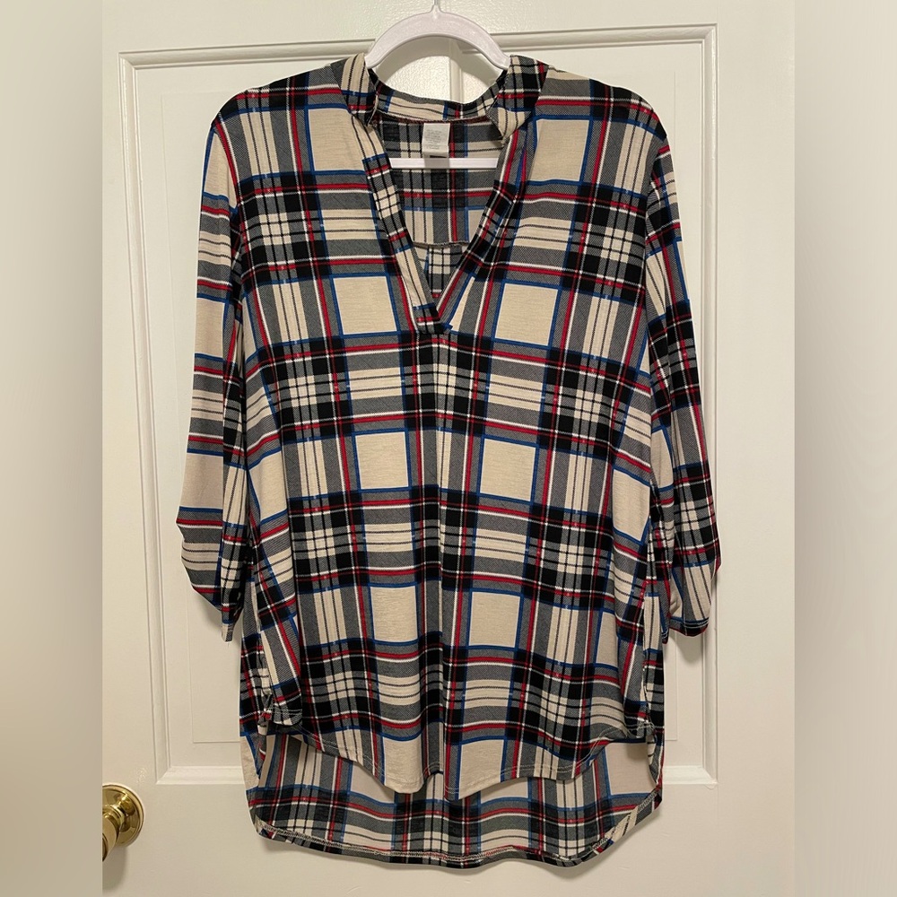 Large Plaid Lightweight Blouse